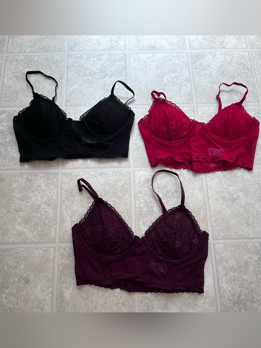 Garage Goth Lace Steampunk Bustiers Lot of 3 Underwire Back Hooks Size Small New